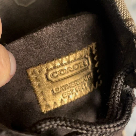 Coach leatherware sneakers leather suede brown tan gold logo - Picture 13 of 16